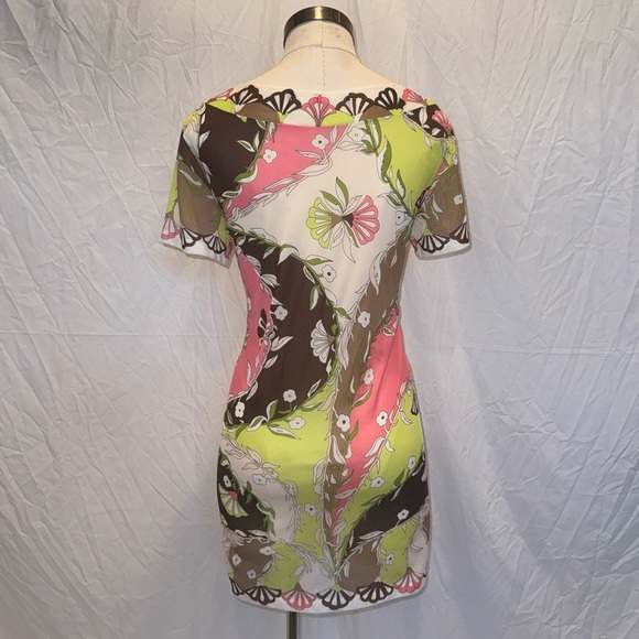 Vintage 1960s/70s Emilio Pucci 100% Silk Abstract AOP Retro MOD Dress - Picture 6 of 11